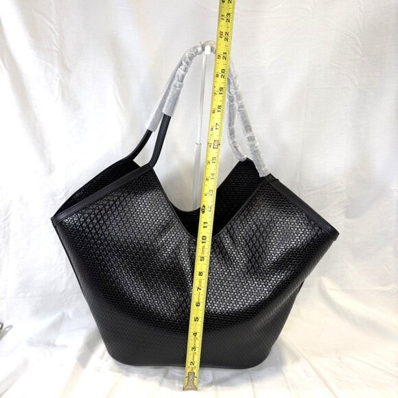 Embossed Woven X-Large Tote Bag, Black, w/Colorful Bag Charms, NWT - Picture 11 of 16